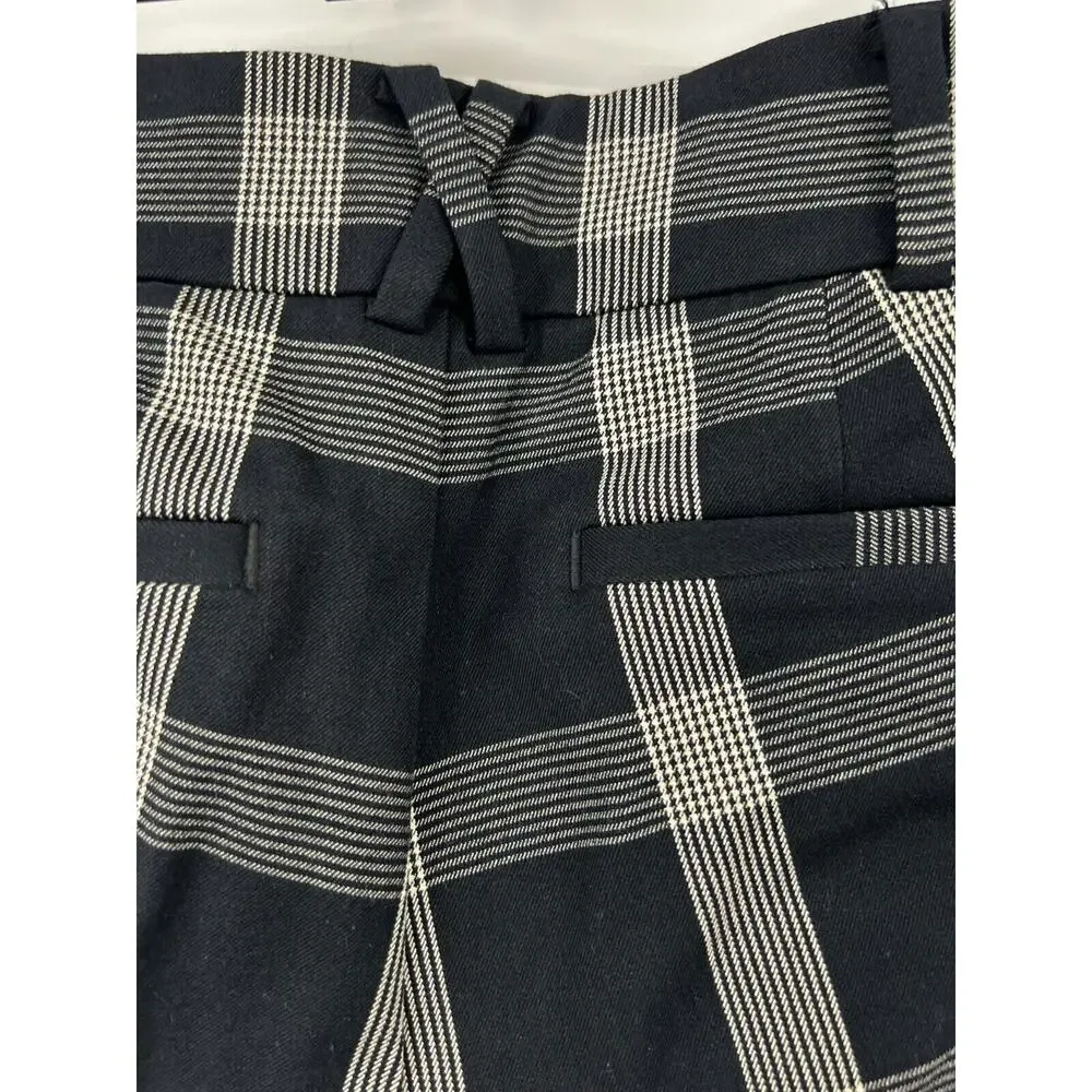 Anthropologie‎ Pants Womens 4 A+ Plaid The Essential Slim Trousers Black White